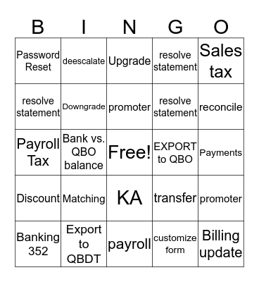 QBO BINGO Card