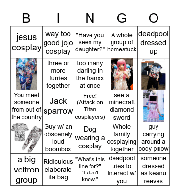 Anime Expo 2019 Bingo Card