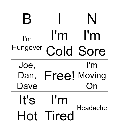 Vero Bingo Card