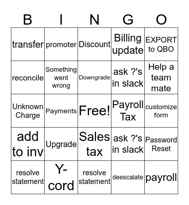 QBO BINGO Card