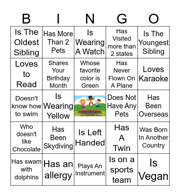 Meet Someone Who...... Bingo Card