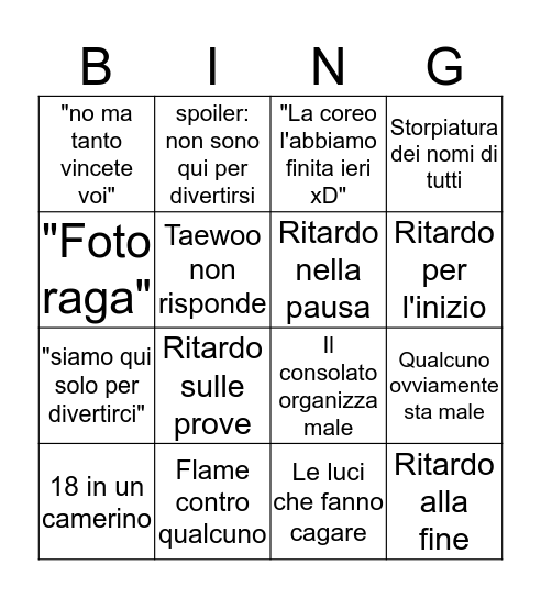 KWF BINGO Card