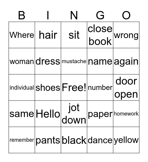 Untitled Bingo Card