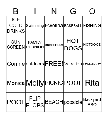 BROWN BAG SUMMER BINGO Card