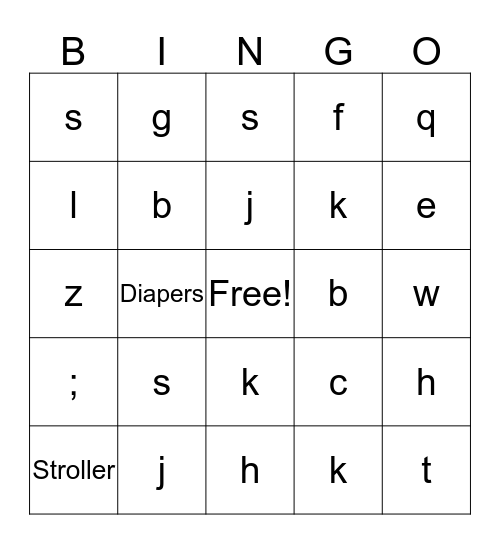 B A B Y  B I N G O ! Bingo Card