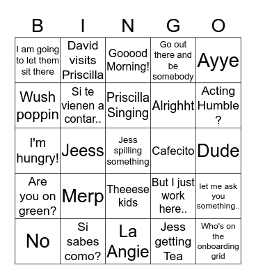 Work Bingo Card