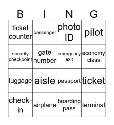 AIRPORT Bingo Card
