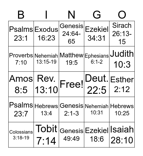 Scriptural Bingo Card