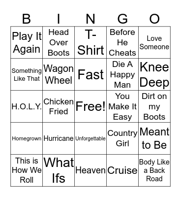 Country Bingo Card