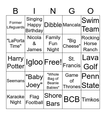 Graham, LaPorta, Misdea Bingo Card