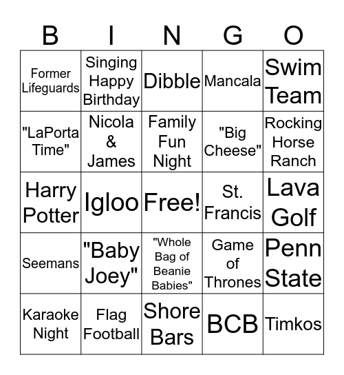 Graham, LaPorta, Misdea Bingo Card