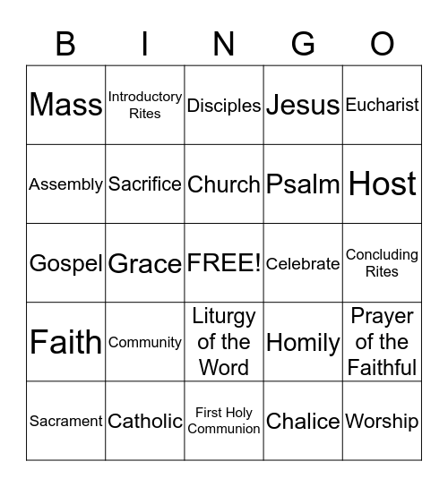 We Believe & Celebrate 1st Holy Communion Bingo Card