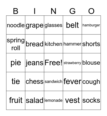 Bingo Board Bingo Card