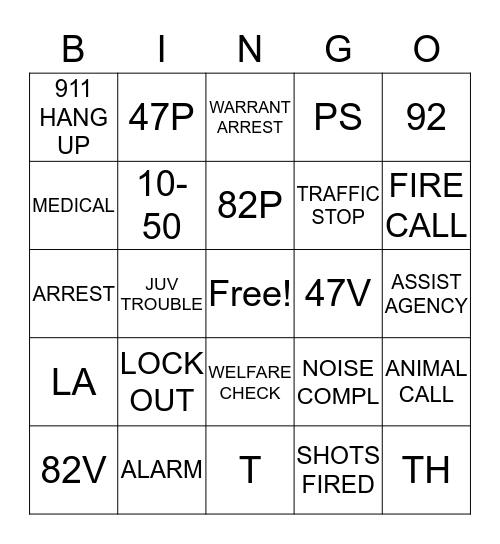 RANKIN 911  Bingo Card