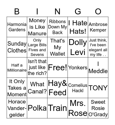 Hello Dolly! BINGO Card