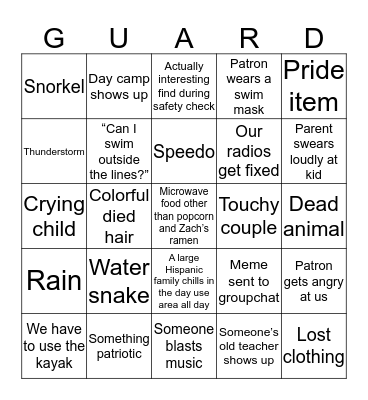 DAR Bingo Card