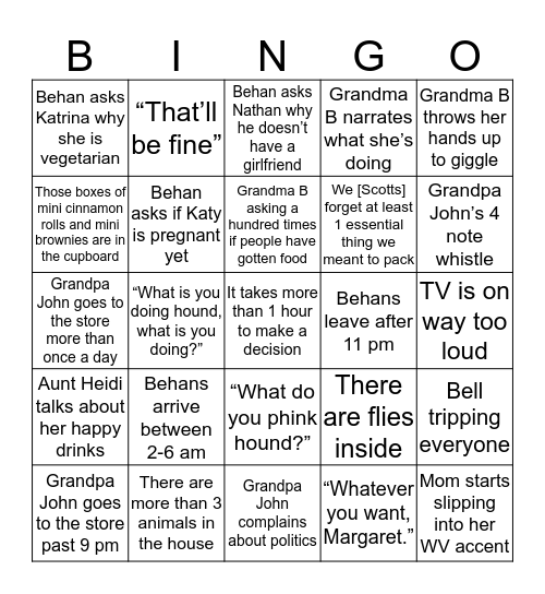 West Virginia Bingo! Bingo Card