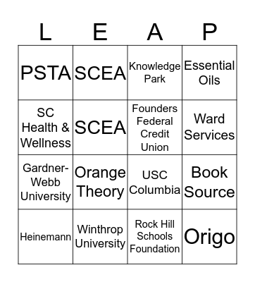 ProfLearning Conference Business Vendors Bingo Card