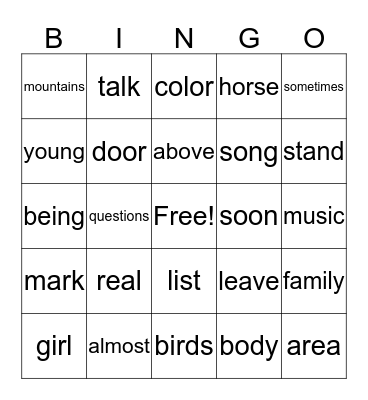 Bingo Card