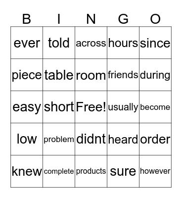 Bingo Card