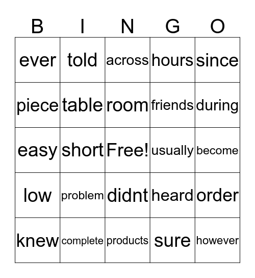 Bingo Card