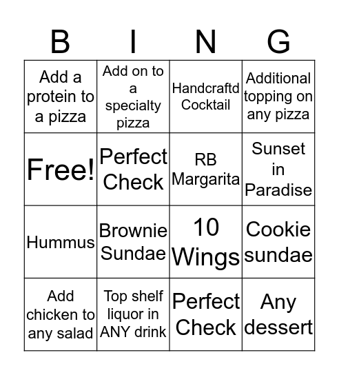 Saturday Bingo!  Bingo Card