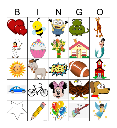 Picture Bingo for Kids Bingo Card