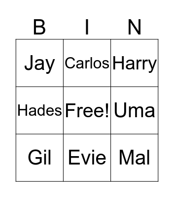 Match the desendant of a desender Bingo Card