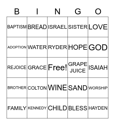 July 7, 2019 Bingo Card