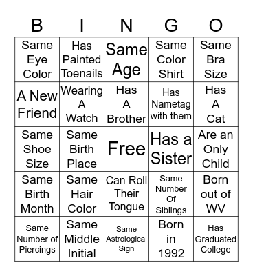 Bridesmaids Bingo Card
