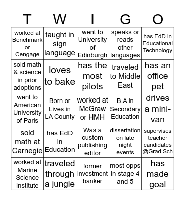 Find Someone Who... Bingo Card