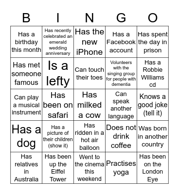 Kirk Session Bingo Card