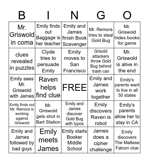 Book Scavenger Bingo Card