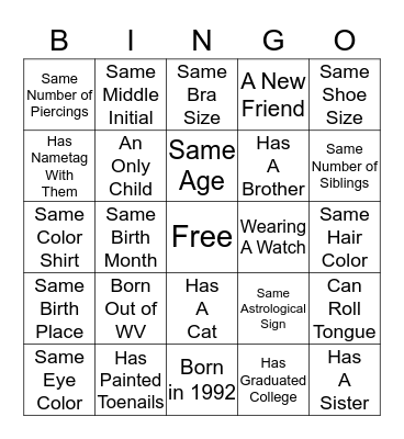 Bridemaids Bingo Card