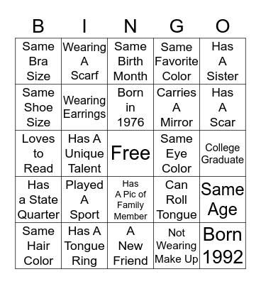 Bridemaids Bingo Card