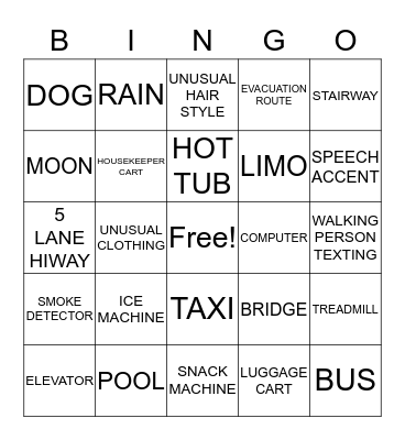 HOTEL Bingo Card