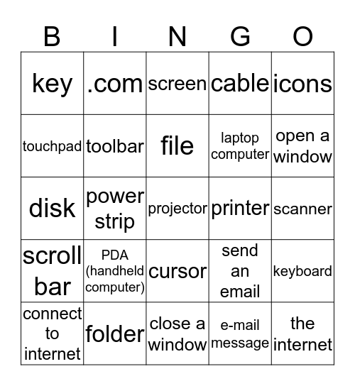 COMPUTERS Bingo Card
