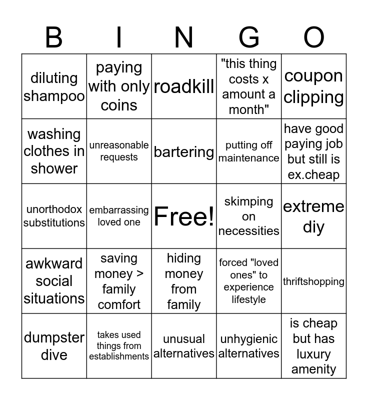 cheapy weapy Bingo Card