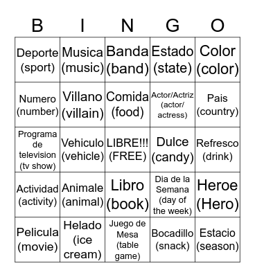 Mis favoritos! Bingo Card
