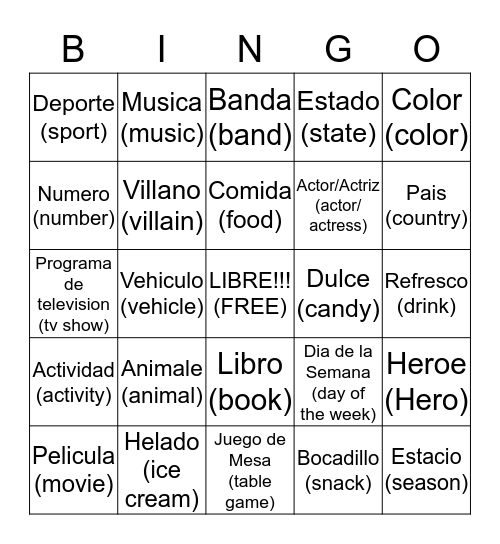 Mis favoritos! Bingo Card