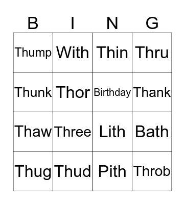 TH Bingo Card