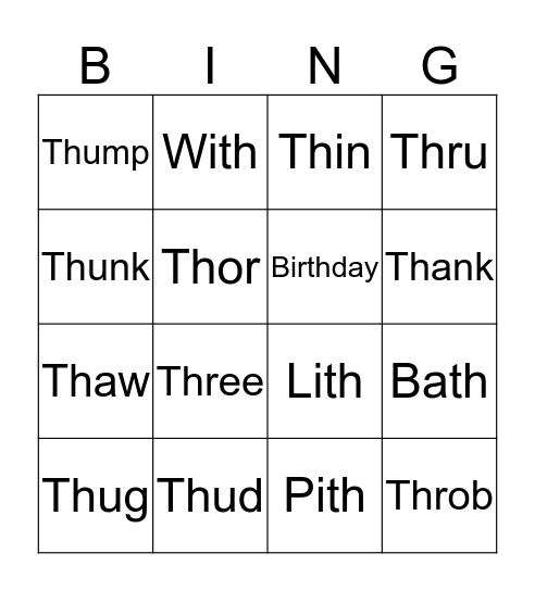 TH Bingo Card