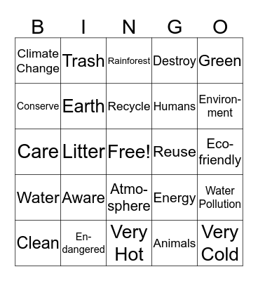 Green Planet Bingo Card