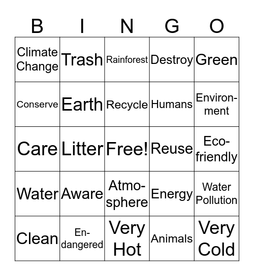 Green Planet Bingo Card