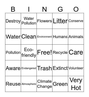 Green Planet Bingo Card