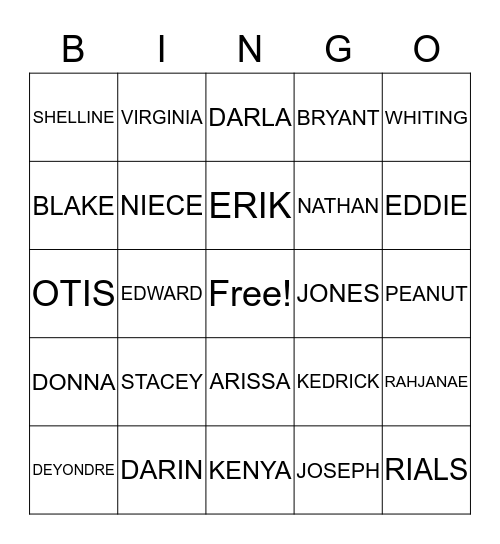 N.E.W. REUNION Bingo Card