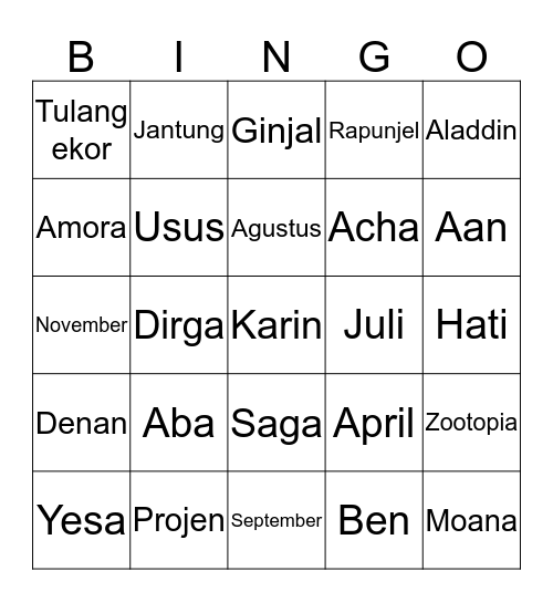 Untitled Bingo Card