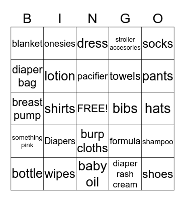 Baby BINGO Card