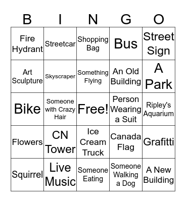 Toronto Bingo! Bingo Card