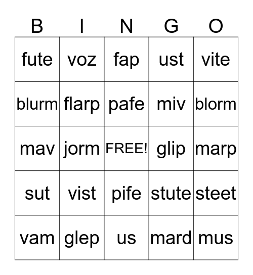 Alphabetic Decoding Bingo Card